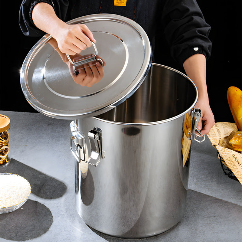 Extra thick sealed barrel 201 stainless steel rice barrel insect-proof and moisture-proof rice barrel for home rice storage barrel soup barrel flour barrel oil tank