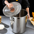 Extra thick sealed barrel 201 stainless steel rice barrel insect-proof and moisture-proof rice barrel for home rice storage barrel soup barrel flour barrel oil tank