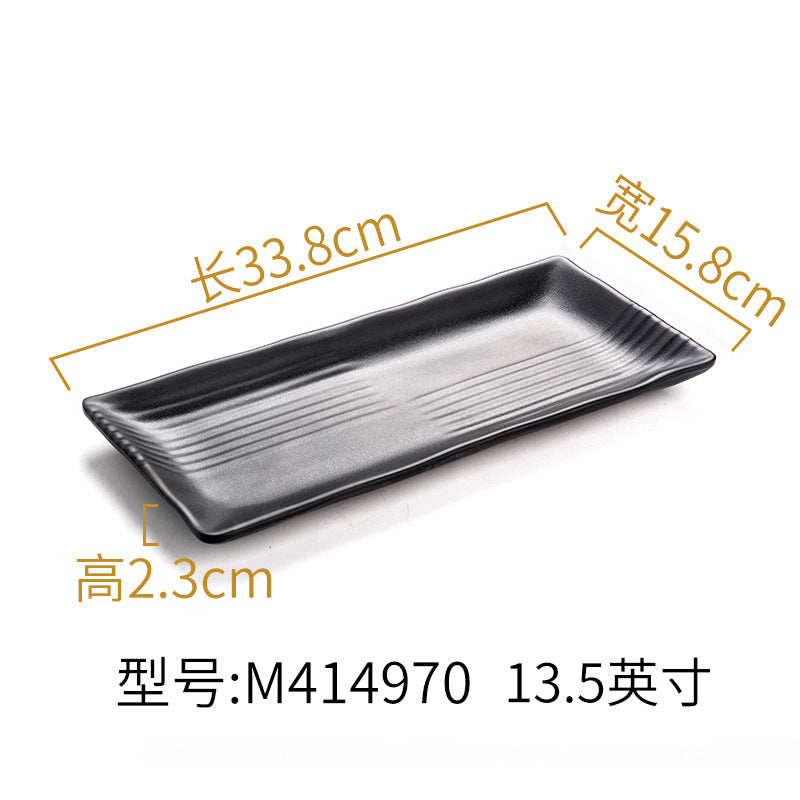 Melamine black tableware plastic dish imitation porcelain dinner plate cold dish plate barbecue hot pot plate barbecue restaurant plate commercial