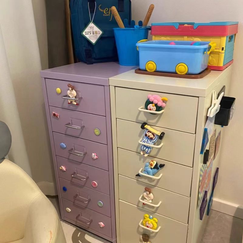 Wrought iron storage cabinet - multi-tier drawer unit for living room, bedroom, and girls' room - cute and practical floor-standing combination storage cabinet