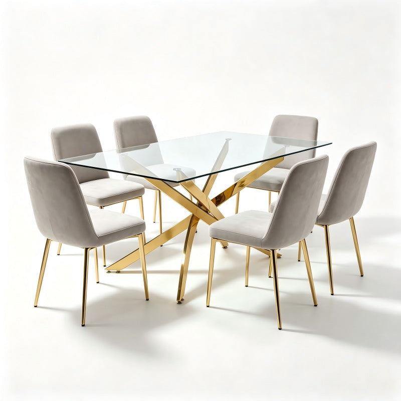 Amazon restaurant table classy rectangular table cross-border foreign trade restaurant long table tempered glass dining table