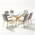 Amazon restaurant table classy rectangular table cross-border foreign trade restaurant long table tempered glass dining table