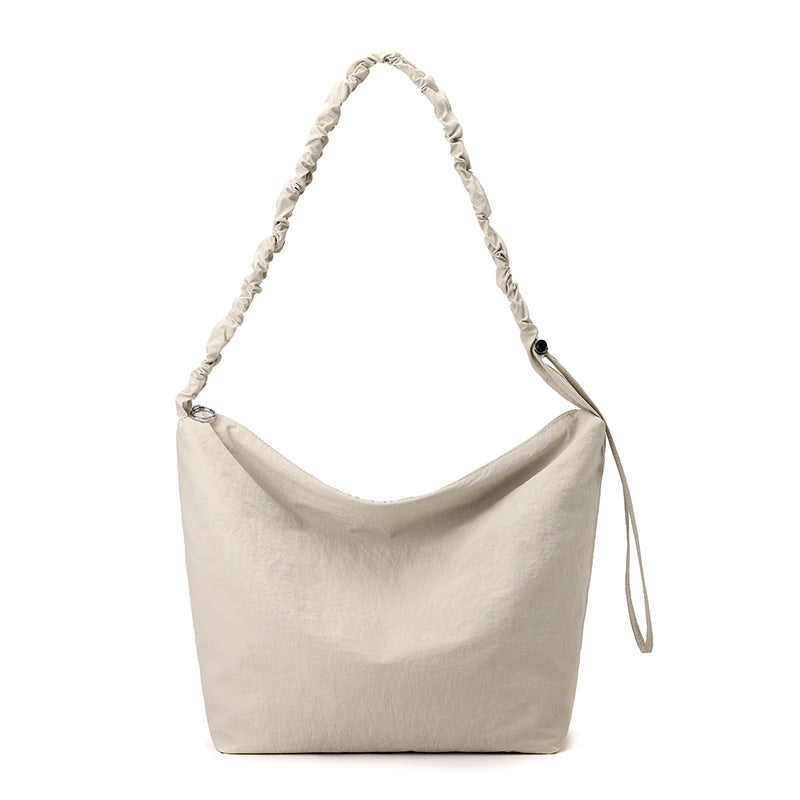 Cloud pleated drawstring shoulder strap bucket bag female solid color simple lazy wind shoulder bag slack niche messenger bag