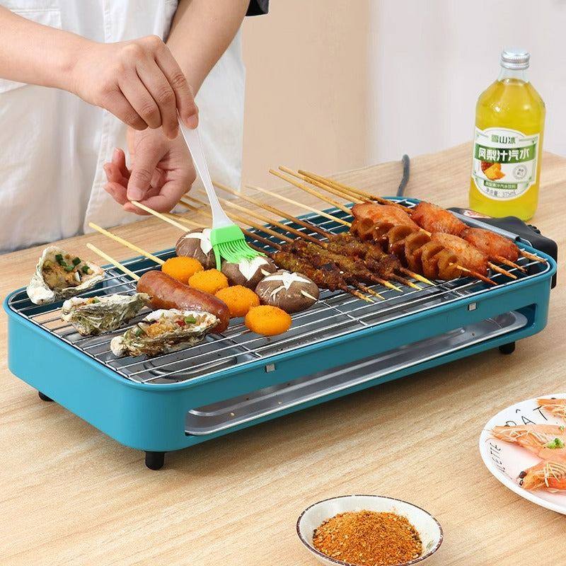 Electric rotisserie grill for home use - multifunctional bbq grill pan, korean style smokeless grill plate, bbq grill, rotating electric grill pan