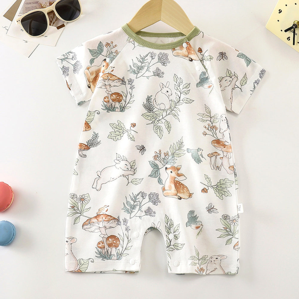 Baby clothes summer thin pure cotton air-conditioning clothes pajamas newborn baby short-sleeved onesie baby outing khaki crawling