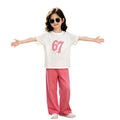 Girls'  summer new arrival: trendy two-piece set - fashionable activewear outfit for girls, featuring a short-sleeve top and casual pants