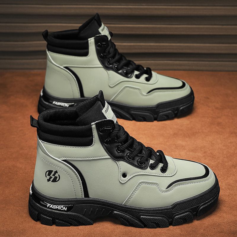 Boots for men 2025 spring new arrival british style retroworkwear rhubarb boots men's high-top outdoor waterproof leather boots