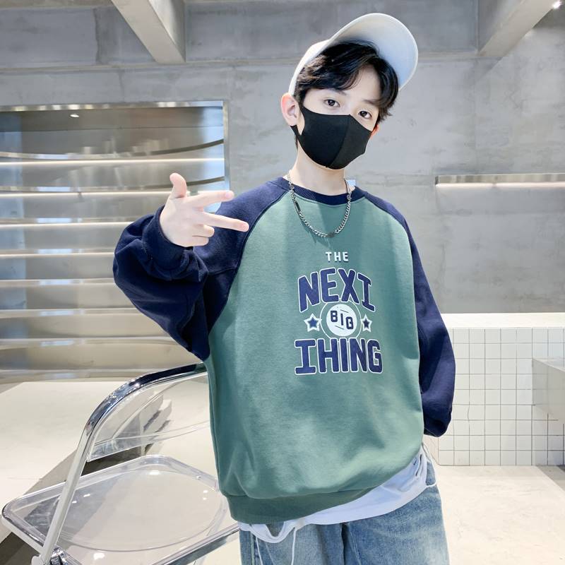 Boys' long-sleeve t-shirt,  new style, stylish boy's spring/autumn base layer, 8-count sweatshirt, children's spring outfit, t-shirt top