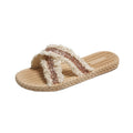 Women's summer outdoor slippers - soft sole thong sandals, fashionable new sequin tassel slides, lightweight beach shoes