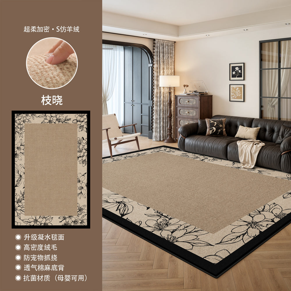 Vintage rug for living room, mid-century modern home rug, thickened waterproof and stain-resistant bedroom bedside rug, large area full coverage