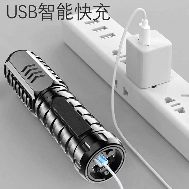 LED strong light flashlight USB charging mini portable super bright pocket small home long-range outdoor durable lighting