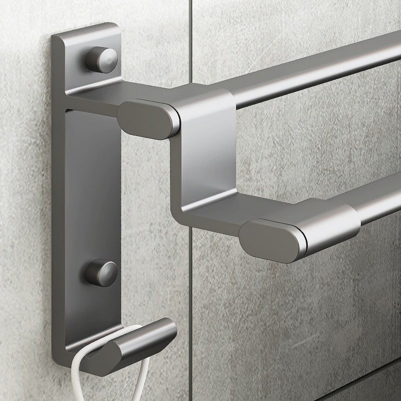 Gun gray space aluminum towel rack towel bar double pole single pole bathroom bath towel storage rack bathroom hook storage