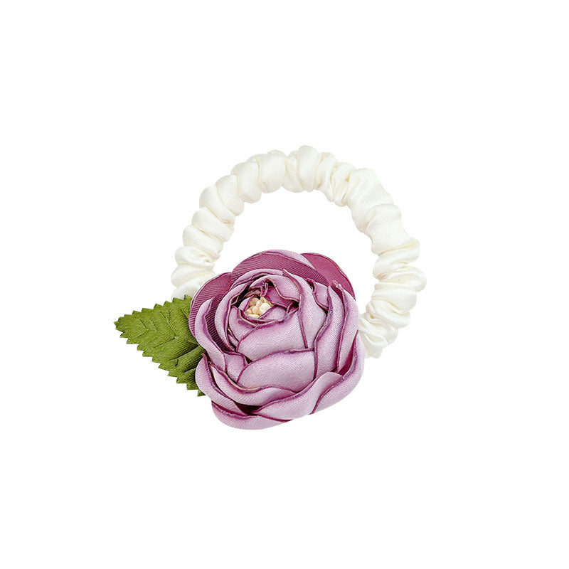 Beautiful camellia hair tie for girls, side braided hair accessories, low ponytail hair tie, leather headband