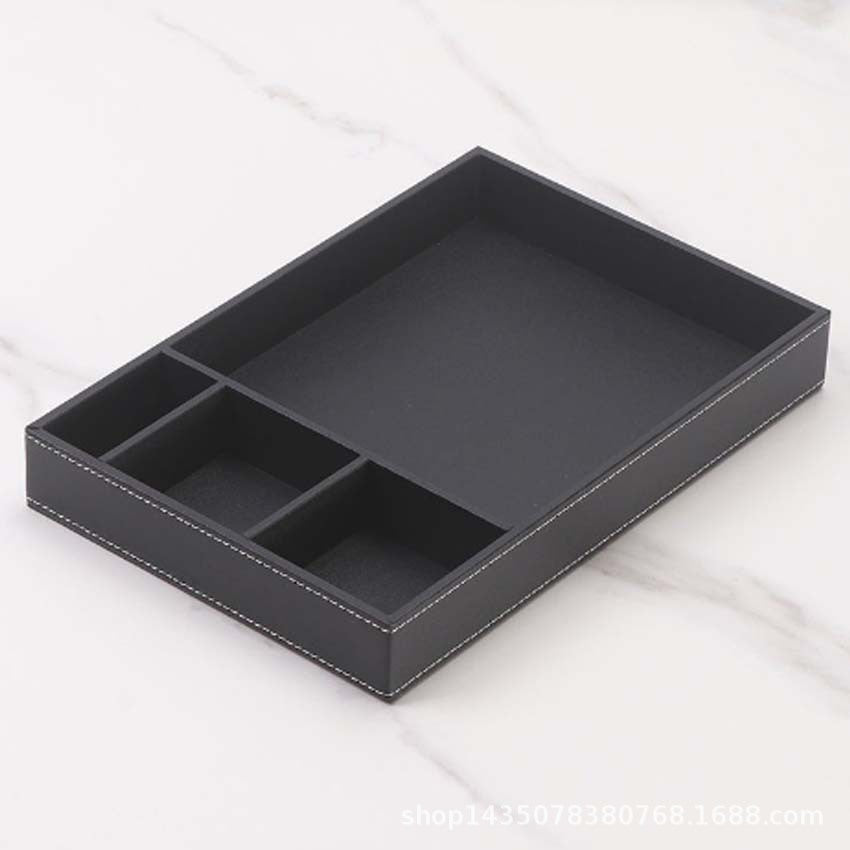 Fashion four-grid plate, multi-functional storage box, bedroom jewelry storage, entrance key, mobile phone placement plate, leather