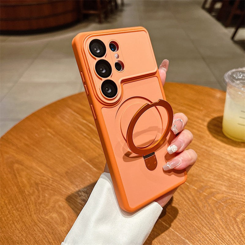 Suitable for samsung s26ultra mobile phone case, yadun contrast color skin feel magnetic bracket s26 matte high-end anti-fall