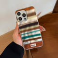 Colorful striped tin foil case suitable for apple 17promax mobile phone case streamer iphone16/13 frosted hard case