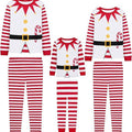 Ready-to-ship  cotton christmas pajamas - european & american style reindeer solid color print long sleeve family matching set