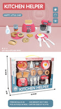 Realistic kitchen pretend play set for babies - mini cooking playset with table, utensils, appliances, and small fridge