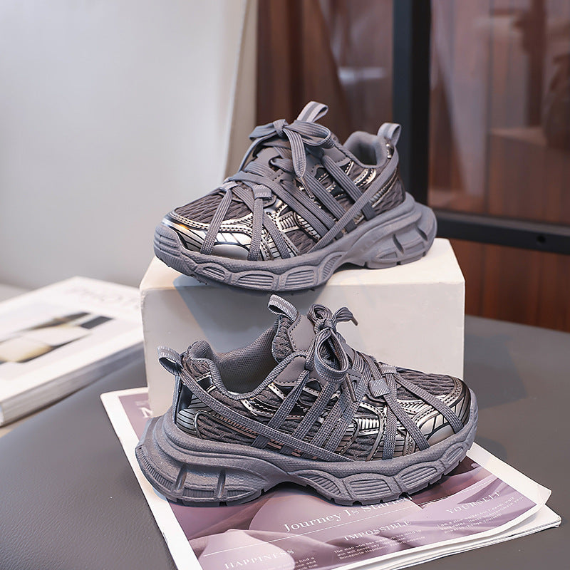 Girls' fashion chunky sneakers  spring/autumn new korean style kids' color block athletic shoes boys' lightweight running shoes