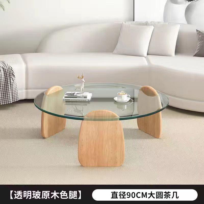 Tempered glass coffee table living room home round combination nordic popular style light luxury italian minimalist tea table small apartment