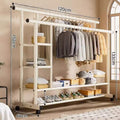 [25mm pipe diameter] 120cm-white double-layer parallel bars side storage net + wheel