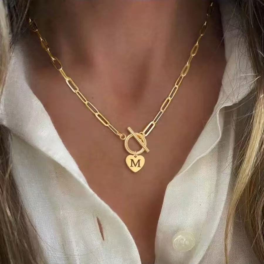 European and american cross-border new golden 26 mother necklace ins style fashionable hip hop clavicle chain retro literary and artistic elegant ladies