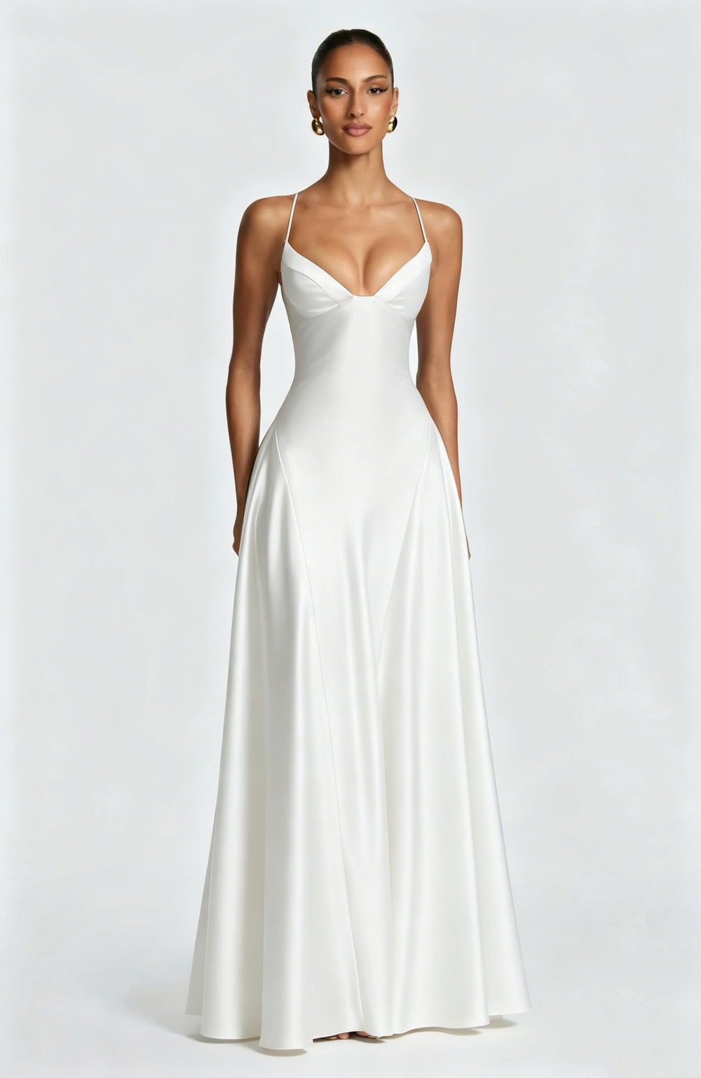Amazon european and american women's clothing  new arrival: elegant and chic low-cut, high-end camisole dress with cinched waist