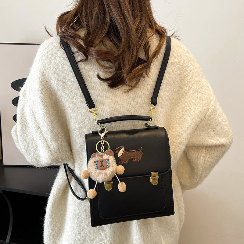 Premium sense retro commuter backpack women 2025 new college style small backpack casual shoulder messenger bag