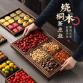 Wooden tray for tea brewing, dried fruit, afternoon tea snacks, and dim sum – original paulownia wood chinese-style multi-compartment tea tray