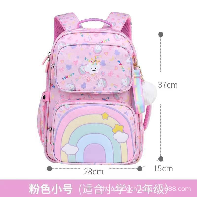 New girls' backpacks for grades 1-3-6: princess style, lightweight design, rainbow schoolbags for elementary students - wholesale