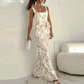 summer new arrivals: cross-border fashion women's clothing - european and american style, trendy vacation-inspired printed ruffle trim casual set