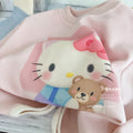 Girls' outfit:  autumn korean style trendy pink kids' hoodie cartoon top & kt print leggings two-piece set