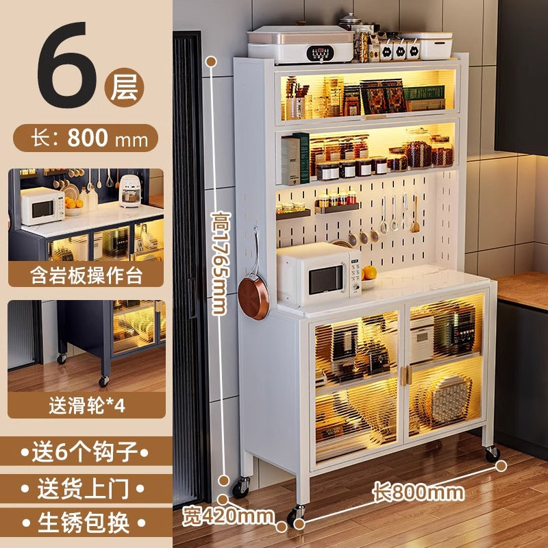 Kitchen storage cabinet thickened dustproof sideboard floor-standing multi-layer microwave oven storage cabinet cupboard with door cupboard