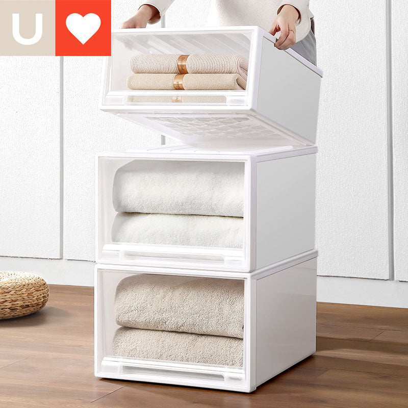 Younai transparent storage cabinet plastic finishing box wardrobe snack storage box clothes clothing drawer storage box