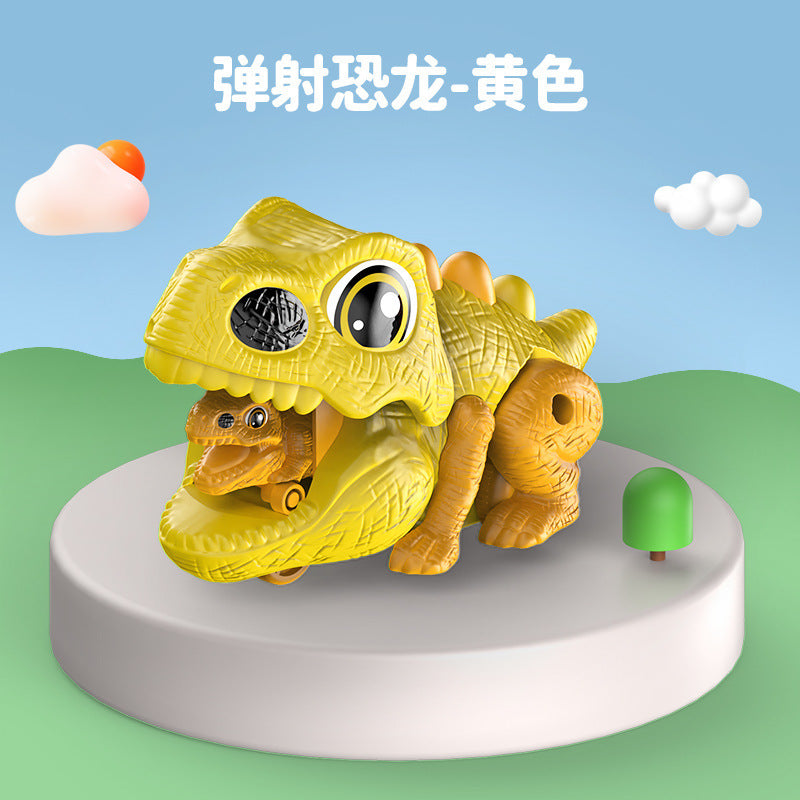 Q cute dinosaur ejection car inertia sliding ejection dinosaur car simulation modeling male and female parent-child interaction, educational toys