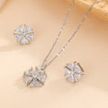 [titanium steel] necklace women's gemstone geometric pendant earrings set high-end light luxury niche clavicle chain jewelry wholesale