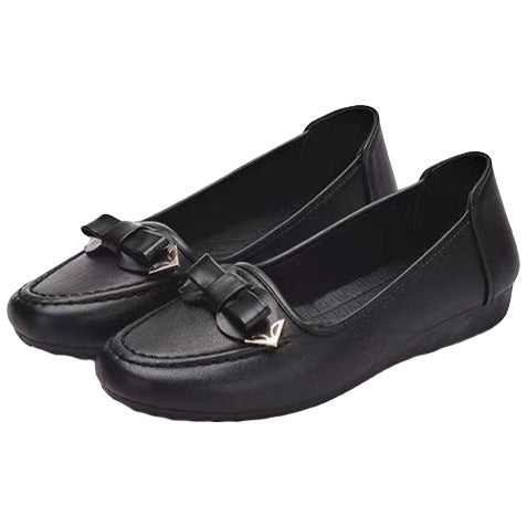 Soft leather soft bottom ladieswear shoes flatsabrasion resistantwaterproofbows work shoes wechat group purchase live broadcast one piece dropshipping
