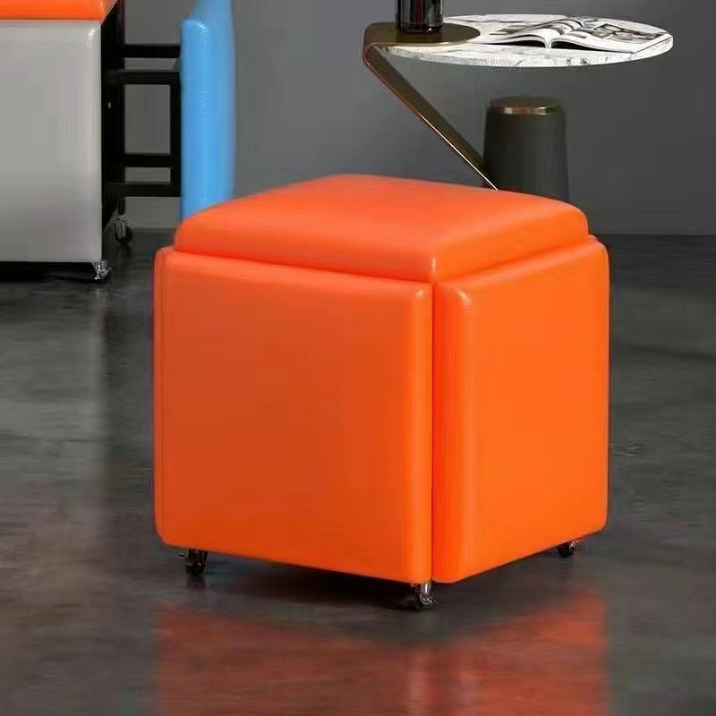 Minimalist modern metal 5-in-1 cube stool: multifunctional storage shoe bench for home and kids