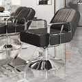 【tilting recliner + headrest-free】black leather - silver thickened round base