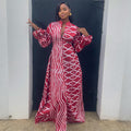 European and american women's clothing  autumn new collection: sweet and fresh printed stand collar lantern sleeve high-waisted a-line shirt dress