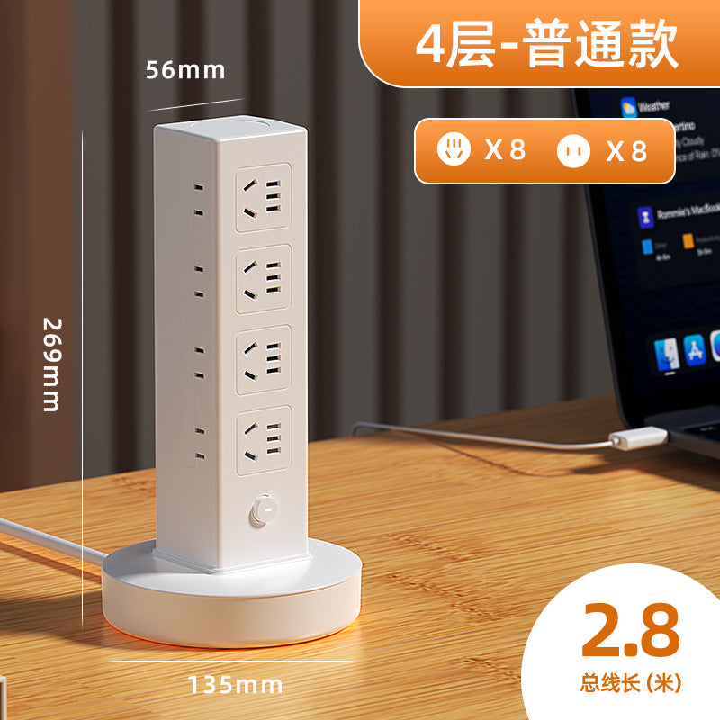 Vertical storage socket panel multi-port usb power strip for home and office - multifunctional desktop power strip