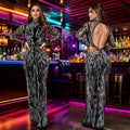C7067 cross-border   independent station fashion fashion women's backless hot diamond jumpsuit pants new