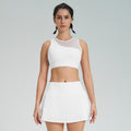 new arrival sports short skirt suitfashion tape tennis pleated skirt women's fake two-piece quick-drying high waist yoga short skirt