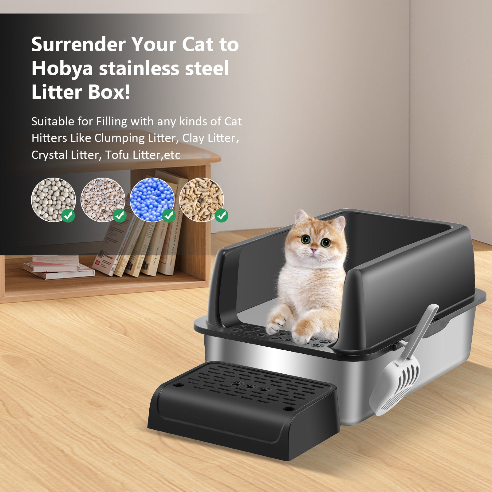 Cat litter box,  stainless steel semi-closed splash-proof cat toilet cat litter box
