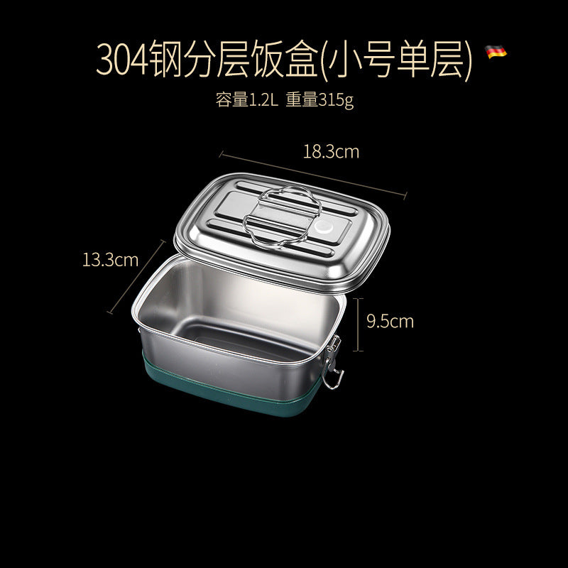 304 stainless steel heatable lunch box, kitchen sealed refrigerator storage crisper, silicone double-layer grid bento box