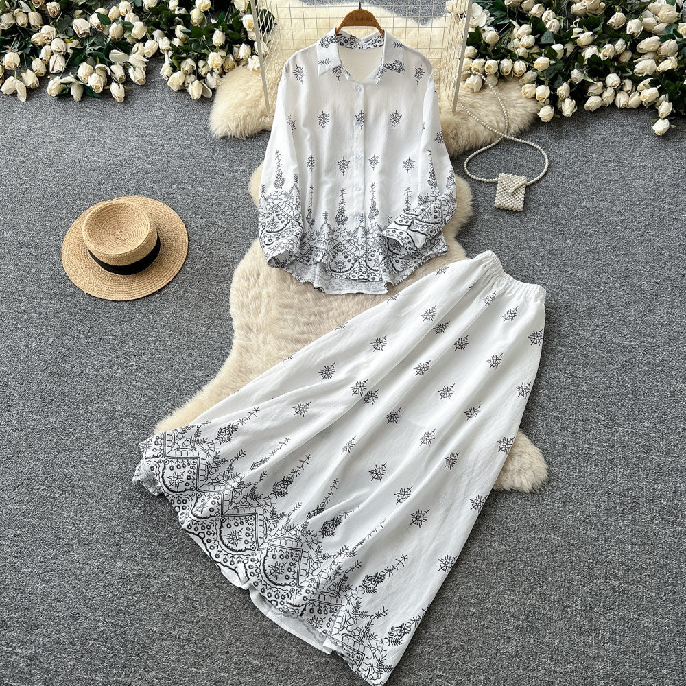 French chic lantern sleeve cardigan & high-waisted midi skirt two-piece set - women's autumn slimming & elegant commute outfit