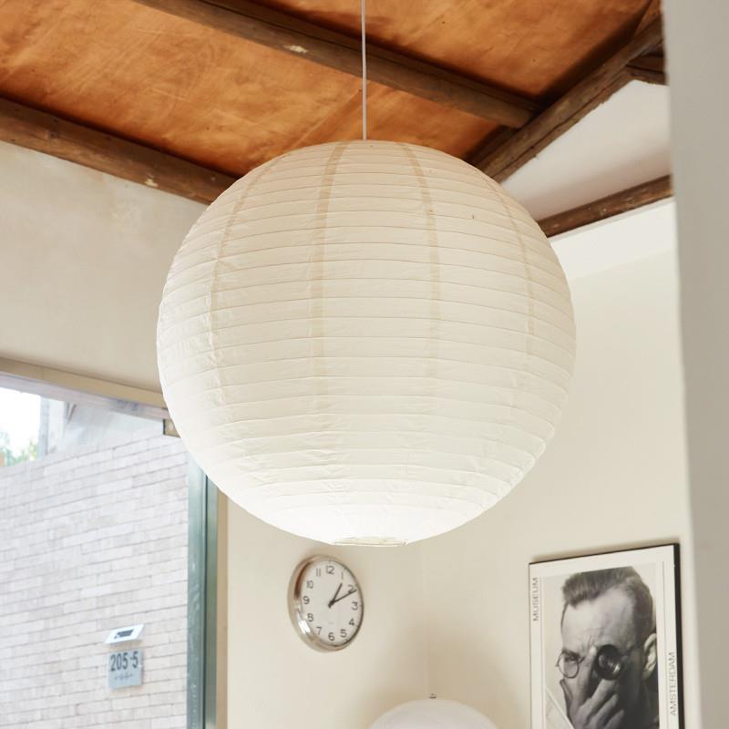 Homestay rice paper chandelier Japanese-style wabi-sabi clothing shop coffee shop lighting bedroom horizontal line round ball lamps retro