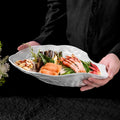 Minimalist hotel high-end creative sashimi plating personalized premium unique shaped seafood fruit salad dish ceramic plate