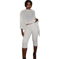 European and american style  summer export creative polka dot print streetwear trendy long sleeve top and slim fit pants set for women