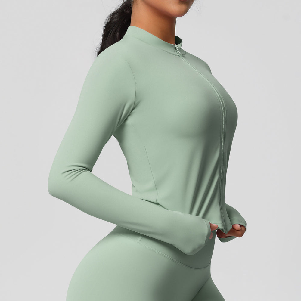 Naked-feel compression zip-up top - quick-dry yoga shirt, perfect for layering, casual wear, running, and fitness. customization available